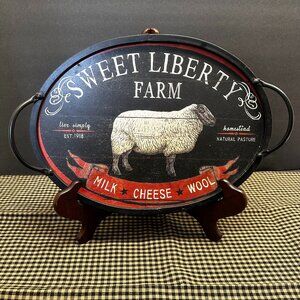 Primitive CountrySheep/Advertising Sign/Wood With Metal Handles/GUC